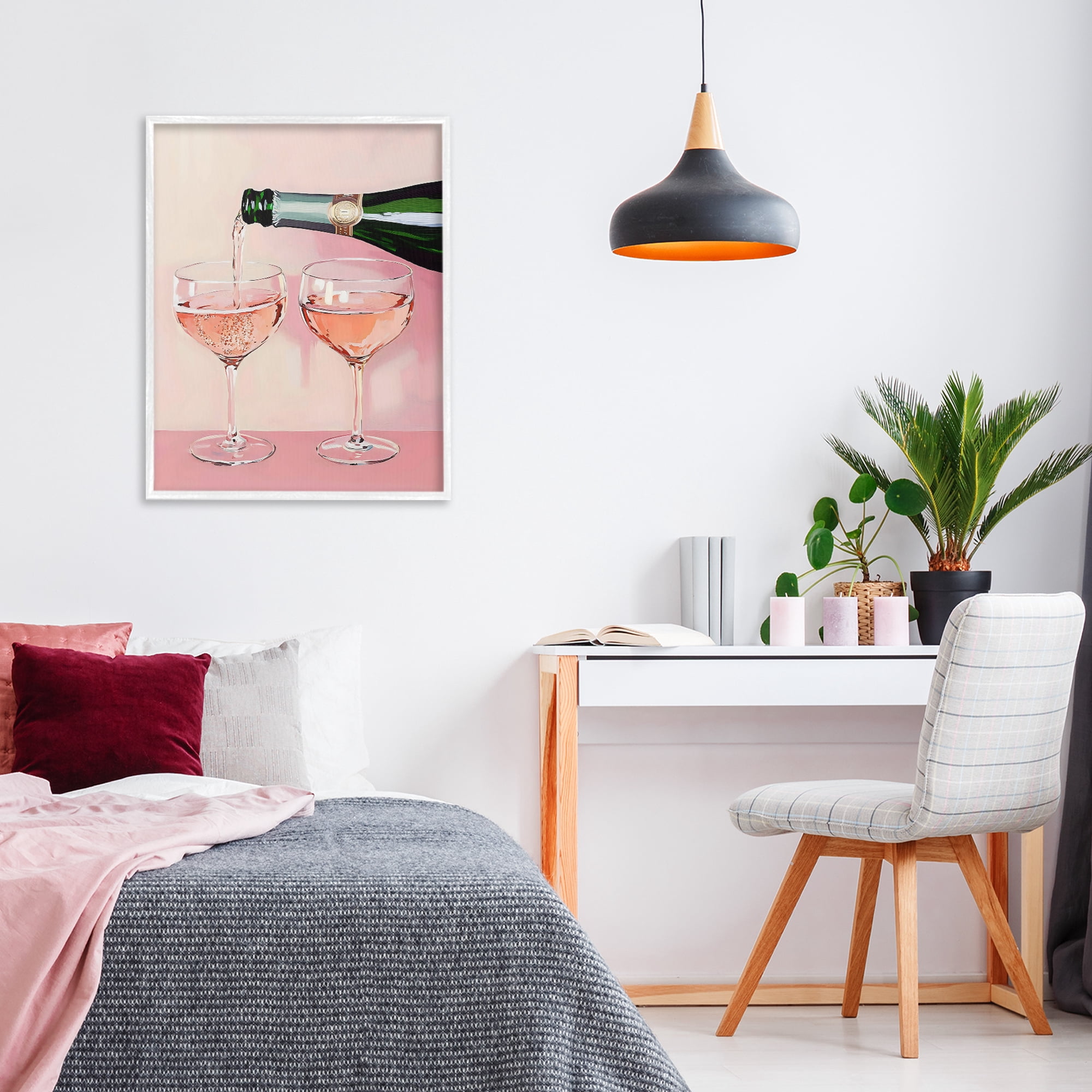 Stupell Industries Pink Champagne Toast for Two White Framed Giclee Art, design by The Prints Vibe