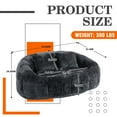 thumbnail image 3 of 59''W Chenille Loveseat Sofa Small Couch Oversized Bean Bag Chair, Modern Lounge Loveseat Sofa with 2 Pillows,Bean Bag Couch Floor Lazy Sofa for Living Room Bedroom Apartment (Black), 3 of 7