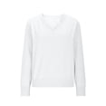 thumbnail image 5 of TKKCS Womens Long Sleeve Knit Sweaters- Soft Lightweight Loose Fit Pullover V Neck Casual Tops White Size S, 5 of 5