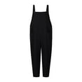 thumbnail image 4 of Usmixi Jumpsuits for Women Dressy Casual Cotton Linen Loose Wide Leg Strap Maxi Jumpsuits Overalls with Pocket Summer Square Neck Sleeveless Solid Long Formal Rompers Black xxl, 4 of 4