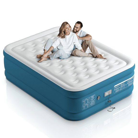 Lavisx 20" Queen Air Mattress with Built in Pump Auto Stop Electric Pump Raised Luxurious Comfort 80"*60"*20" Queen Blow Up Mattress for Home and Guests 3 Mins in- Deflate