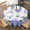 thumbnail image 3 of Pink Butterfly Flower Pattern Round Tablecloth 60"x60",Wrinkle Wipeable Table Cloth for Kitchen Dining Room Picnic Patio Party, 3 of 6