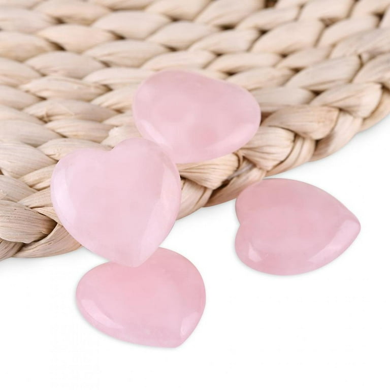 Natural Rose Quartz Heart Shape Pink Crystal Carve Palm Love Healing  Gemstone A+