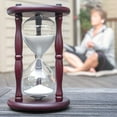 thumbnail image 2 of 60 Minute Hourglass Timer - Black Wooden Frame Sandglass with White Sand for Home Decor and Gifts, 2 of 7