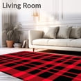 thumbnail image 2 of ODIKA 6'x9' Machine Washable Non-Slip Area Rug, Classic Checkerboard Plaid Featuring Bold Contrast Stripes High Traffic Rug, Red, 622498, 2 of 7