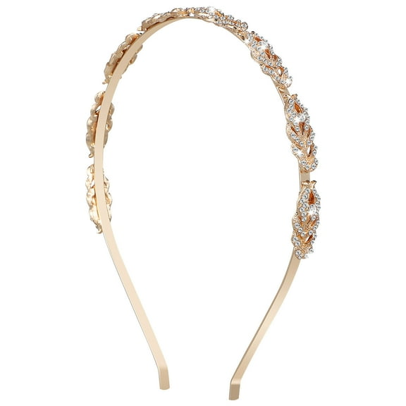 Raindrops 1Pack Flat Bridal Headpiece Golden Rhinestone Headband Thin and Shining for Women Weddings