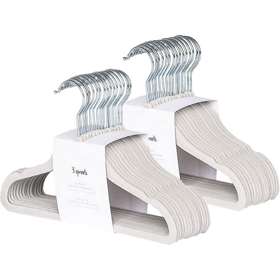 3 Sprouts Baby Velvet, Non-Slip Clothes Hangers - Pack of 30 - Gray