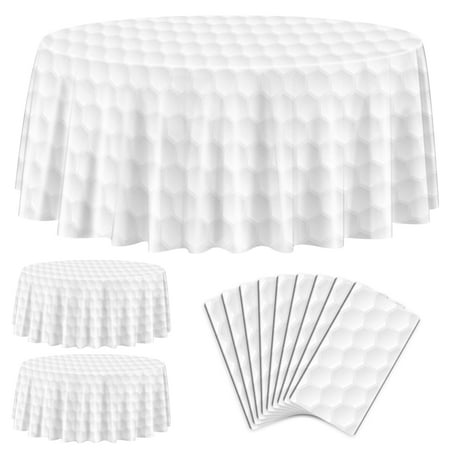 PTECDROTS 9Pcs Golf CORNET Tablecloths - Golf Party Table Covers White Golf Pattern Table Cloth for Kids Sports Golf Birthday Party Supplies,84inch