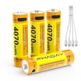 thumbnail image 1 of FHADAY Paquete de 4 Pilas AA Recargables 4070mWh 1.5V Baterias AA de Litio con para Mandos a Distancia, Rat&oacute;n y Teclado Inal&aacute;mbricos, Juguetes, Alta Capacidad, con Cable de Carga, 1 of 7