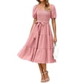 thumbnail image 1 of Vestido BerryGo Summer 2025, casual, midi fruncido, rosa para mujer, 1 of 7
