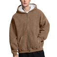 thumbnail image 2 of GrmtClth Mens Hoodie Casual Zip Up Hooded Sweatshirt Vintage Long Sleeve Pullover 2025 Fall Big & Tall Outerwear with Kangaroo Pockets Light Brown XXXL, 2 of 5