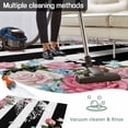 thumbnail image 5 of Pink Flowers Outdoor Rug for Patio/Deck, Non-Slip Large Area Rug 4 x 6 Ft, Spring Floral Butterflies Black White Striped Farmhouse Indoor Outdoor Rugs Washable Area Rugs, Camping Rug Carpet Runner, 5 of 8