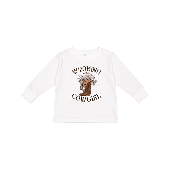 Inktastic Wyoming Cowgirl Western Rodeo Girls Long Sleeve Toddler T-Shirt