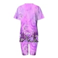 thumbnail image 2 of Blusas para las Mujeres Casual Impreso Cuello en V Manga Corta Blusa Pantalones Cortos, Conjuntos de Ropa para las Mujeres, 2 of 5