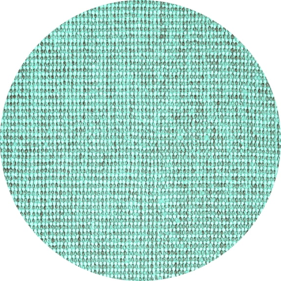 Ahgly Company Machine Washable Indoor Round Abstract Turquoise Blue Contemporary Area Rugs, 5' Round