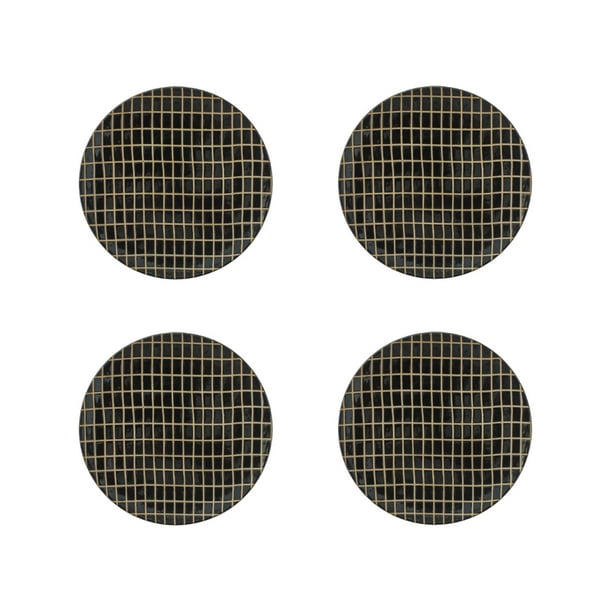 Juego 4 Platos Galerias El Triunfo De Porcelana Diseño Cuadros Negro