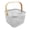 White, variant on bfogop Iron Storage Basket with Wooden Handle - Portable Organizer Storage Tote for Kitchen on Clearance(White)