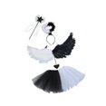 thumbnail image 2 of Disfraces De ángel Para Niñas, Falda De Tul Con Varita Para Juegos De Simulación De Vacaciones, Baile De Máscaras, Negro Y Negro, 2 of 8