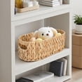 thumbnail image 3 of AuroraX Woven Storage Basket with Lid Handmade Round Seagrass Basket Boho Kitchen Fruit Organizer Natural Water Hyacinth Bin Yellow, 3 of 5