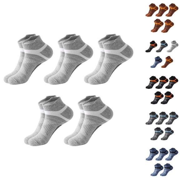 AirLoni 5 Pack Men Solid Color Low Ankle Basketball Socks Air Permeable Stretch Odor Eliminating Short Cut Athletic Socks For Marathon Jogging Cycling Daily Outfits Blue,One Size