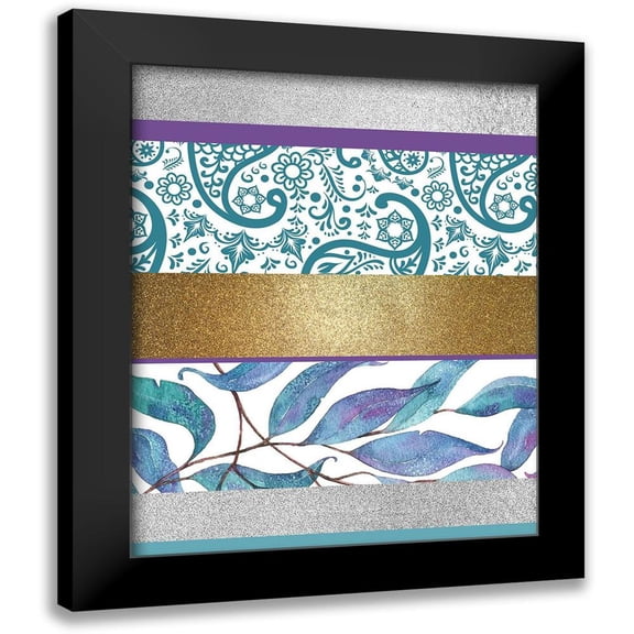 Kimberly, Allen 12x14 Black Modern Framed Museum Art Print Titled - Mixed Teal Purple 1