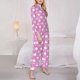 thumbnail image 3 of Balery Purple And White Polka Dot Conjunto de Pijama con Estampado para Mujer, Conjunto de Dos Piezas con Manga Larga, Ropa de Dormir Suave con Bolsillos, Pijamas Cómodos-Small, 3 of 7