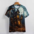 thumbnail image 3 of Halloween Scary Night Full Moon Women's Short Sleeve Tops Casual Blouses T Shirt, 3 of 6