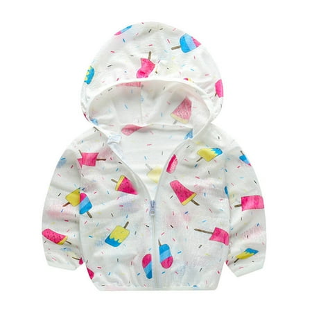 

Baby Girls Protection Sun Clothing Sunscreen Long-Slevees Summer Print Cartoons Tops