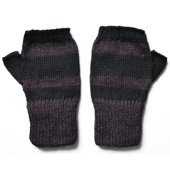 Chic 100% Alpaca Fingerless Mittens - Mulberry / Black (S)