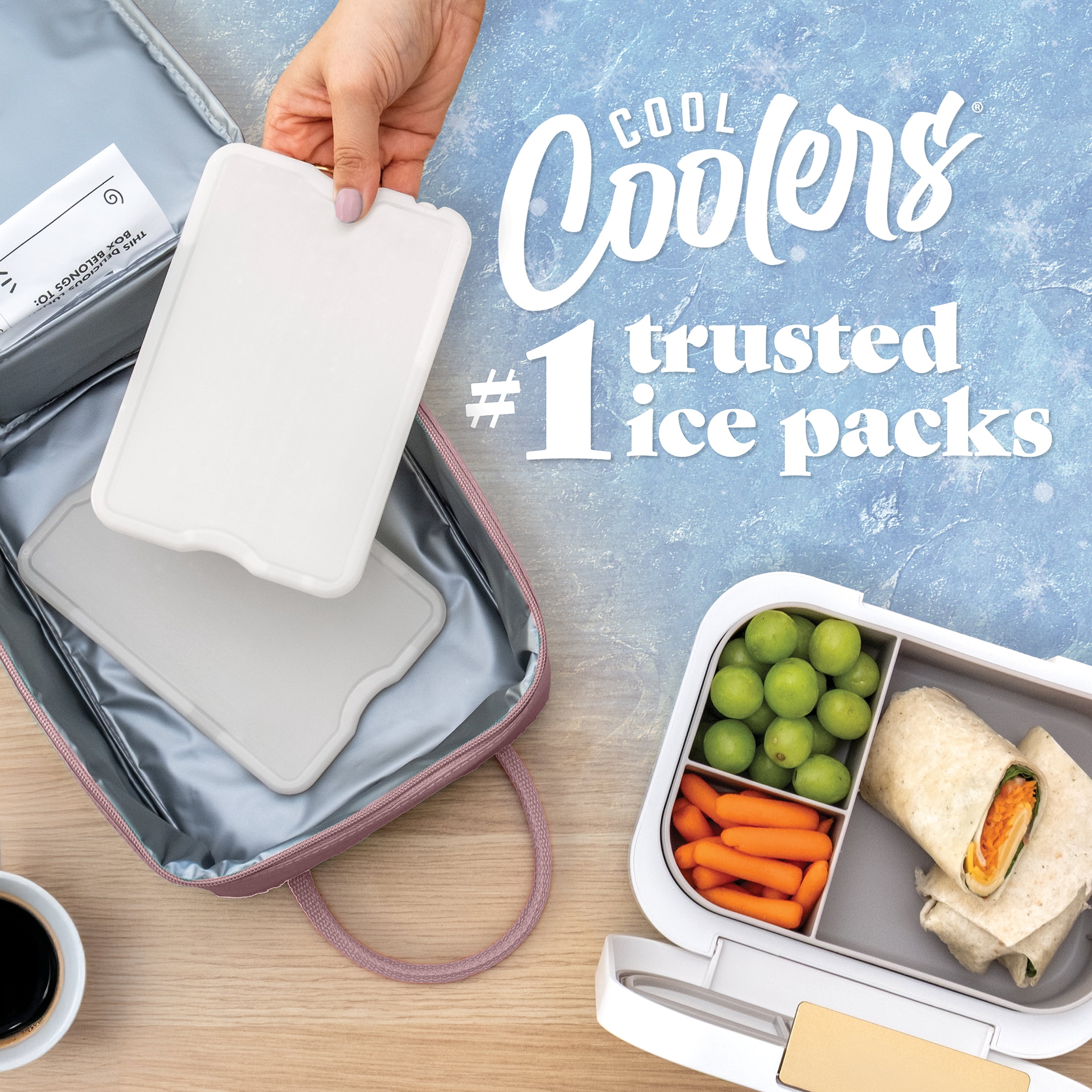 Cool Coolers by Fit & Fresh XL Slim Ice Packs, Space Saving Reusable Ice Packs for Lunch Boxes, Freezer Packs, Reusable Ice Packs for Lunch Boxes & Coolers, 4pk, Ivory