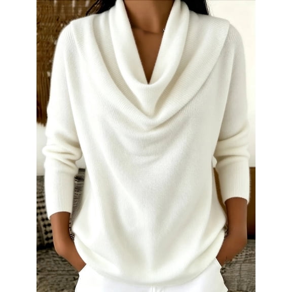 Women's Top with Long Sleeve Knit Pullover Loose Fit for Everyday Style