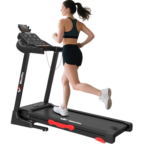3.5HP Folding Incline Treadmill with 64 Preset Programs Bluetooth Exercise Electric Walking Treadmill Machine for Home, 0.6-8 MPH, 300 lbs, Compact