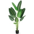thumbnail image 6 of 60 inchs Artificial Tree Bird of Paradise Artificial Plant, 5ft Faux Plant Fake Banana Tree Plant with Pot, Large Artificial Plants with 8 Trunks for Home Office Decor, 6 of 9