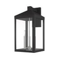thumbnail image 6 of Beaumont Lane Transitional 3-Light Brass & Glass Outdoor Wall Lantern in Black, 6 of 13