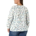 thumbnail image 3 of Agnes Orinda Women's Plus Size Tops Keyhole Neck Long Sleeve Floral Chiffon Blouses 3X White, 3 of 6