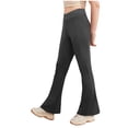 thumbnail image 5 of Yindaity Girls Flare Leggings Girl's Yoga Pants with Pockets,High Waisted Casual Kids Bell Bottoms Pants(Black,15-16 Years), 5 of 5