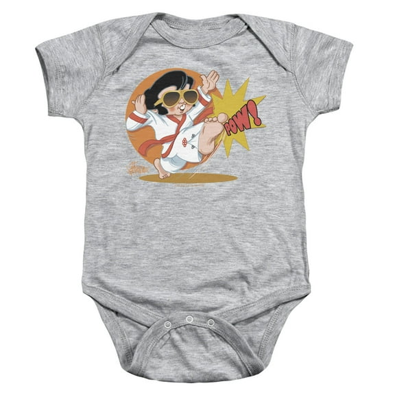 Trevco ELV676B-SS-3 Elvis Presley & Karate King Infant Snapsuit, Athletic Heather - Large - 18 Months