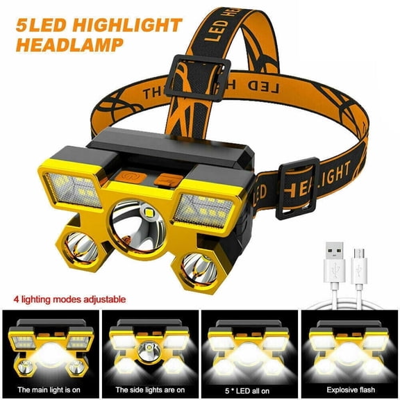 MDHAND Ultra LED 9000 Lumens Headlamp with USB Charging Cable