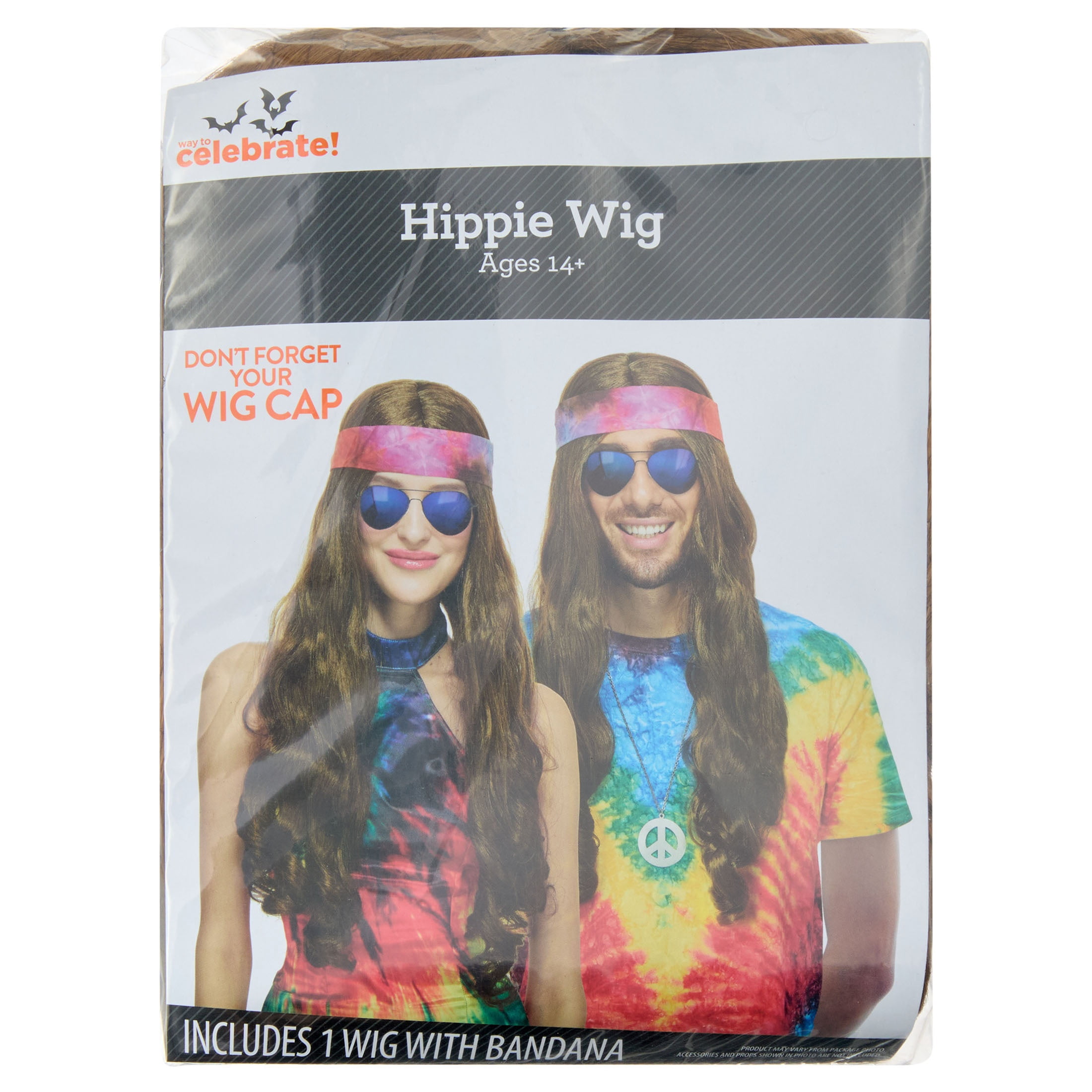 Hippie Wig Costume Accessory for Adults, Brown, Halloween by Way To Celebrate
