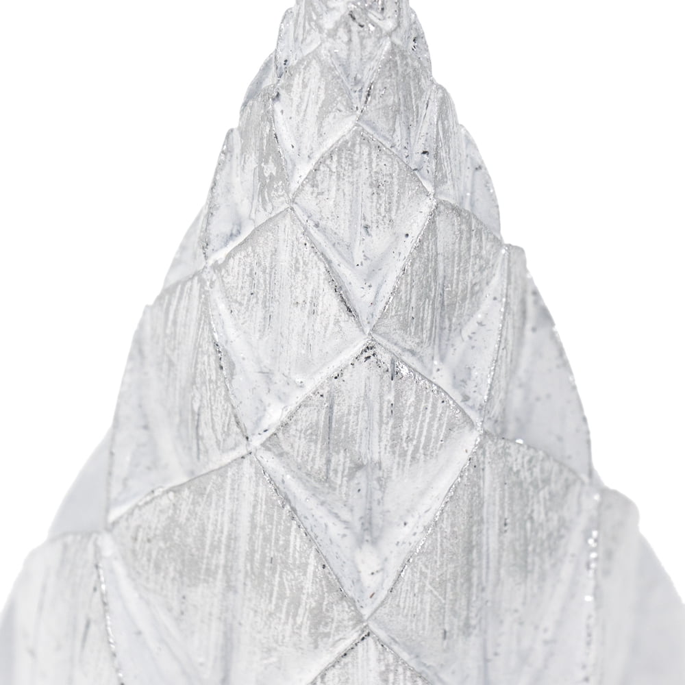 Set of 3 White Polyresin Christmas Trees Silver Foil Finish Star Toppers Tabletop Holiday Decor