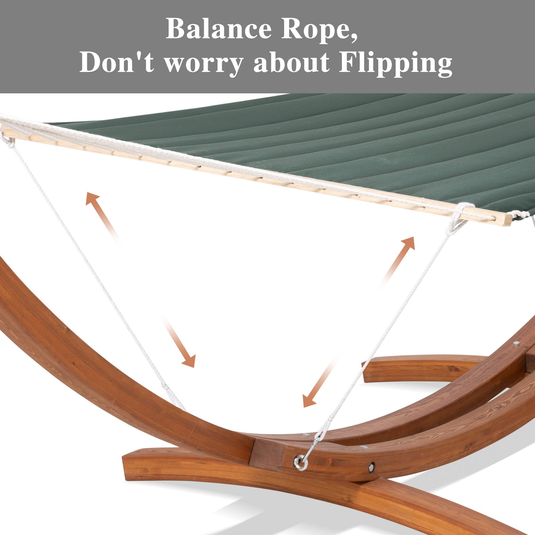 SUNCREAT Freestanding 2 Person Rope Hammock with Stand, Stand Alone Hammocks for Outside, 475 lbs Capacity, Gray Green