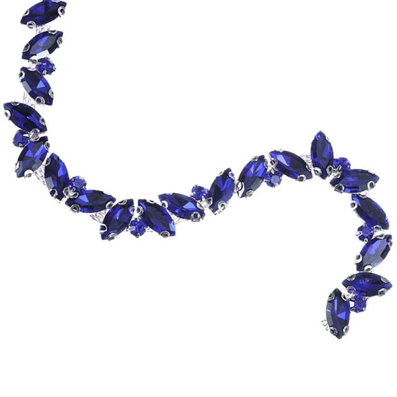 1 Yard Rhinestone Chain Trim, 10mm Bling Shiny Crystal Chain Applique (Sapphire Blue)