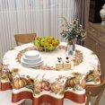 thumbnail image 3 of Thanksgiving Tablecloth Round 60 Inch Fall Pumpkin Harvest Decoration Outdoor Table Cloth Rustic Autumn Maple Leaves Table Cover for Dining Room Kitchen Holiday Party Picnic Home Fall Decor, 3 of 6