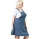 thumbnail image 4 of Women's Plus Size Jeans Suspender Skirt Patch Pocket Side Button Adjustable Strap Denim Overall Dress Blue 4X, 4 of 7