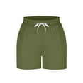 thumbnail image 5 of RYRJJ Womens Athletic Ribbed Sweat Shorts Summer Casual High Waisted Drawstring Gym Running Workout Shorts with Pockets(Army Green,M), 5 of 7