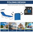 thumbnail image 3 of 2Pcs Outdoor Folding Lounge Chairs with Adjustable Sun Shade, Blue Steel Frame Chaise Loungers for Patio, Poolside, Garden, Beach & Camping, 73.6" L x 22.8" W Oxford Fabric, 3 of 7