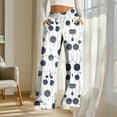 thumbnail image 4 of Fewfanhot Womens Pants Flare Leggings Cute Floral Print Stretchy Wide Leg Loose Casual Pocket Pants, 4 of 6