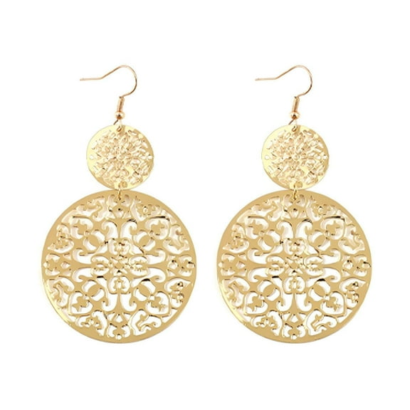 DESIGNICE Gold Earrings for Women,Palace Ethnic Style Carving Gold Earrings,Exaggerated Retro Dangle Earrings,Gold