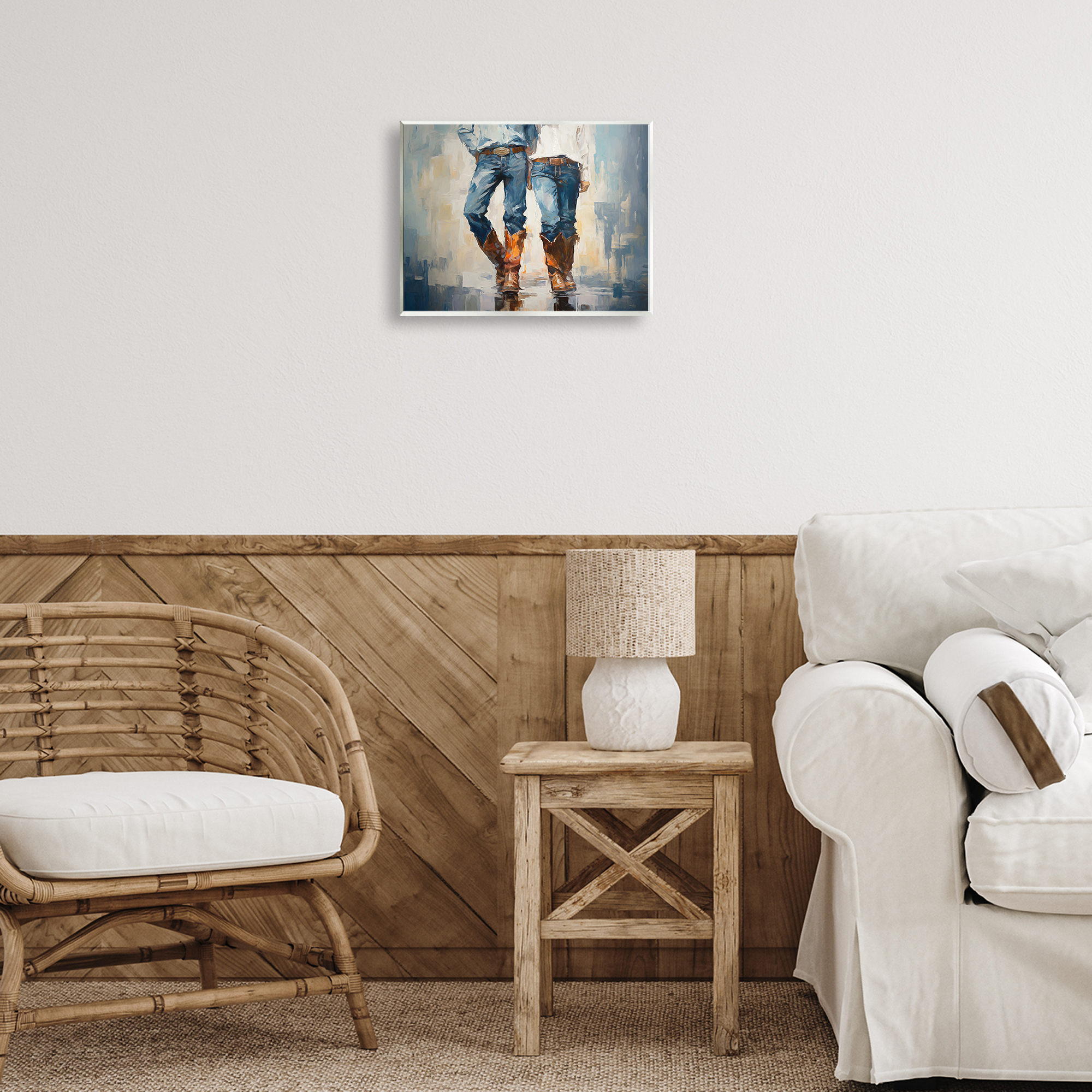 Stupell Industries Cowboy & Cowgirl Couple Novelty Painting Unframed Art Print Wall Art, 14 x 11