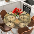 thumbnail image 2 of Retro Clocks Round Fitted Table Cover Hand Painted Vintage Waterproof Table Cloth with Elastic Edge Wipeable Tablecloth for Picnic Camping Party Fits 36"-44" Diameter, 2 of 8